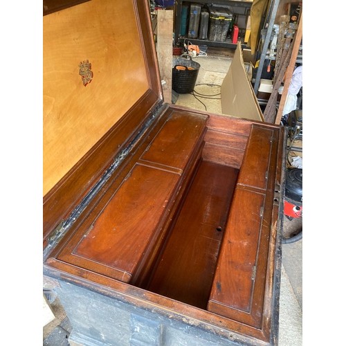 2288 - A 19th century stained pine tool chest, possibly By W Spreadborough, with mahogany fitted interior, ... 