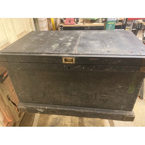 2288 - A 19th century stained pine tool chest, possibly By W Spreadborough, with mahogany fitted interior, ... 