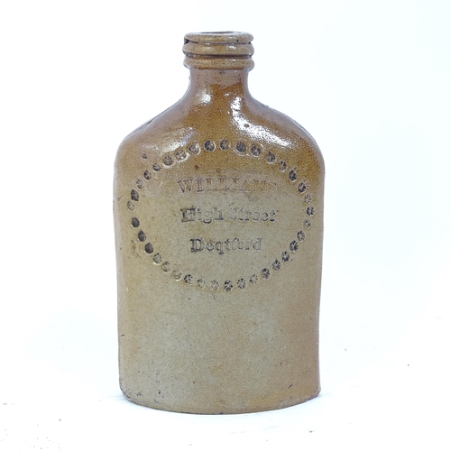 126 - A 19th century salt glaze stoneware bottle, stamped Williams High Street Depford, with relief moulde... 