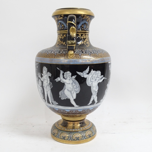 197 - An ornate painted and gilded porcelain vase and cover, height 38cm