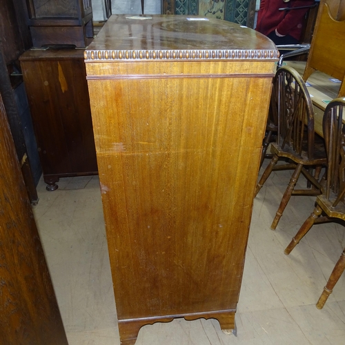 2026 - A 19th century mahogany bow-front chest of 4 long drawers, 111cm x 110cm x 56cm