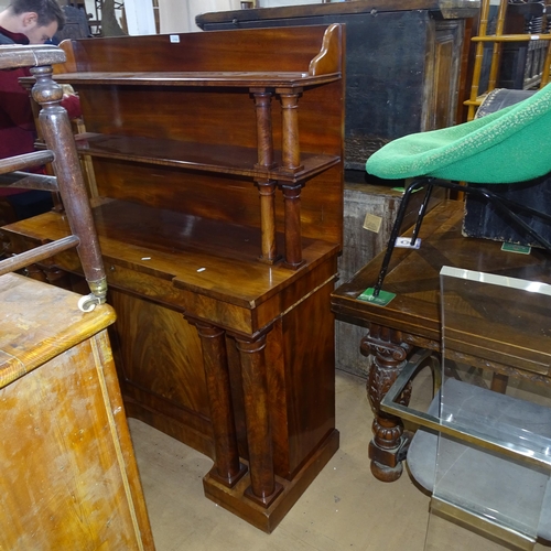 2160 - A Victorian mahogany inverted break-front 2-section column chiffonier, 120cm x 147cm x 48cm