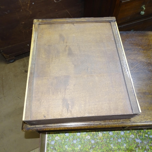 2192 - An oak Jacobean style chest of 2 short and 3 long drawers, 95cm x 90cm x 55cm