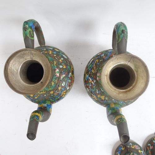 182 - A pair of Chinese enamel teapots, height 29cm