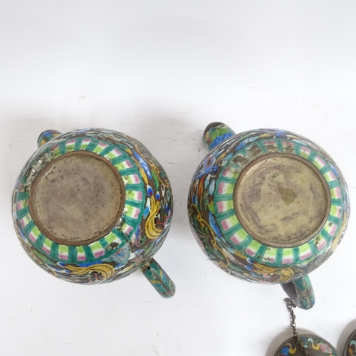 182 - A pair of Chinese enamel teapots, height 29cm