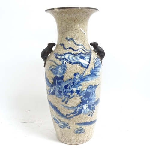 208 - A large Chinese blue and white crackle glazed vase, height 44cm