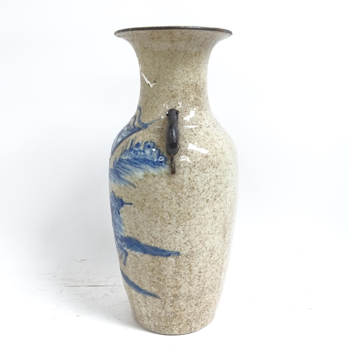 208 - A large Chinese blue and white crackle glazed vase, height 44cm