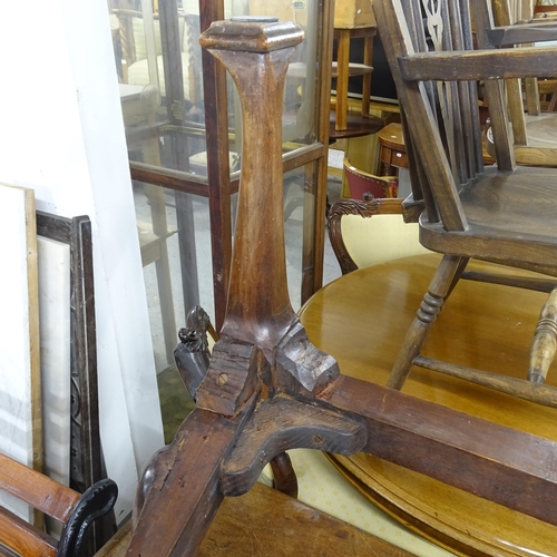 2673 - An Antique mahogany and upholstered open armchair, on cabriole legs with carved shell decoration