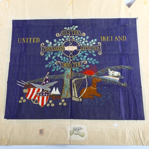 1003 - IRISH INTEREST - silk embroidered pennant for United Ireland (Ulster, Connaught, Leinster and Munste... 