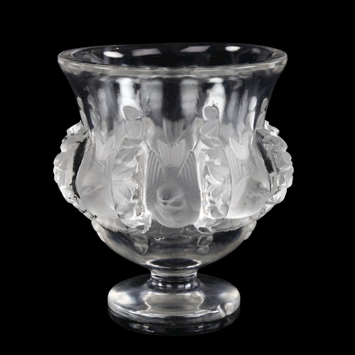 1015 - RENE LALIQUE - glass Dampierre pattern vase, clear and frosted glass, height 12cm, etched signature,... 