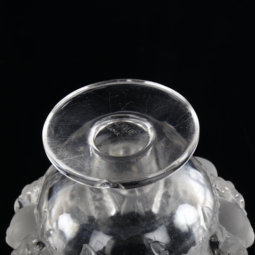 1015 - RENE LALIQUE - glass Dampierre pattern vase, clear and frosted glass, height 12cm, etched signature,... 