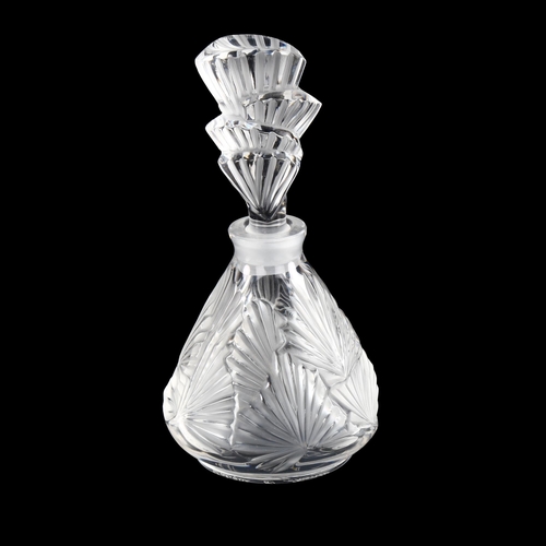 1016 - RENE LALIQUE - glass perfume bottle and stopper, height 12.5cm, engraved signature