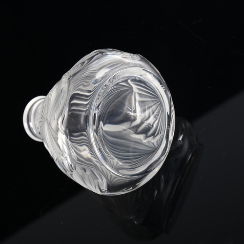 1016 - RENE LALIQUE - glass perfume bottle and stopper, height 12.5cm, engraved signature