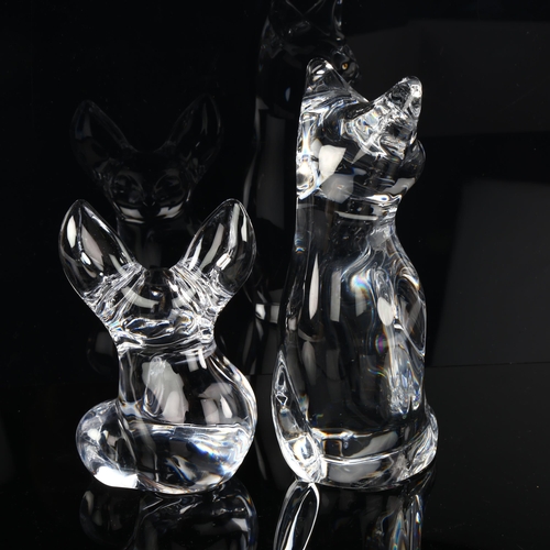 1025 - 2 Daum glass cat and fox cub sculptures, cat height 19cm (2)