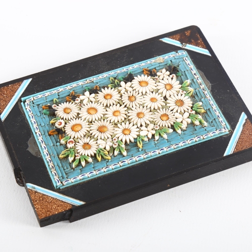 1033 - 2 x 19th century Italian Pietra Dura and goldstone inlaid paperweights, length 10cm and 7cm (2)