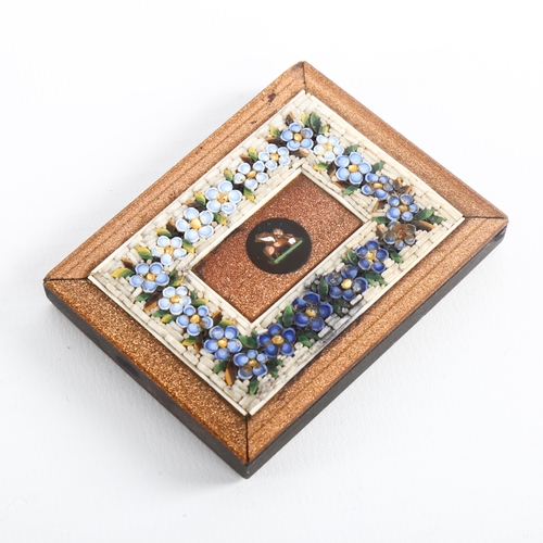 1033 - 2 x 19th century Italian Pietra Dura and goldstone inlaid paperweights, length 10cm and 7cm (2)