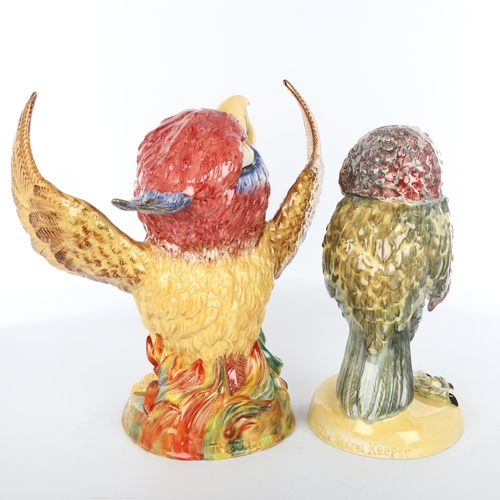 1037 - 2 Phoenix Series grotesque bird ceramic sculptures by Peggy Davies, the Phoenix height 29cm, and Sec... 