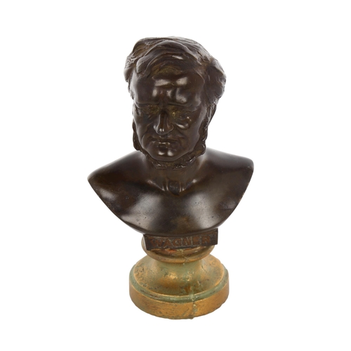 1047 - Miniature patinated bronze sculpture of Wagner, unsigned, on gilt-metal socle base, height 11.5cm