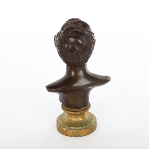 1047 - Miniature patinated bronze sculpture of Wagner, unsigned, on gilt-metal socle base, height 11.5cm