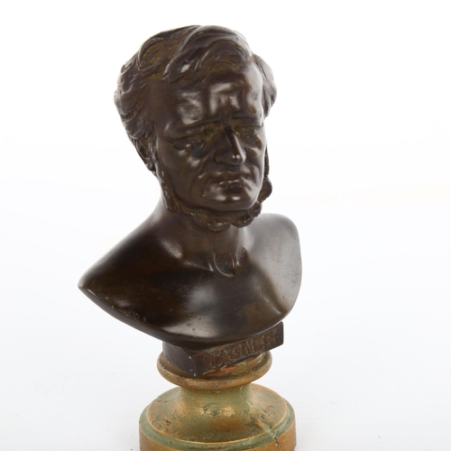 1047 - Miniature patinated bronze sculpture of Wagner, unsigned, on gilt-metal socle base, height 11.5cm