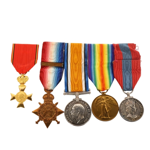 1053 - A group of 4 Great War and Faithful Service medals, awarded to Bmbr C E Brown RFA65664, comprising 1... 