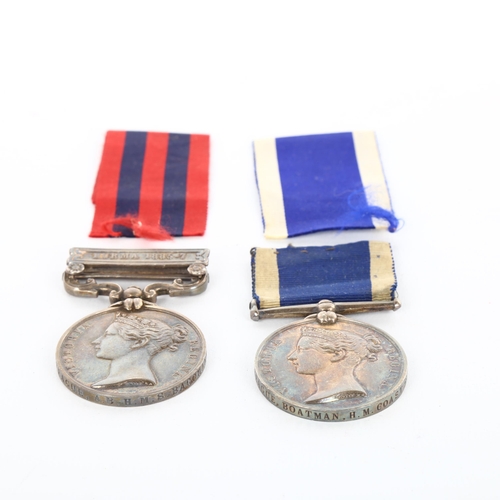 1054 - Victoria India General Service medal with bar for Burma 1885 - 7, awarded to H Teague AB, HMS Baccha... 