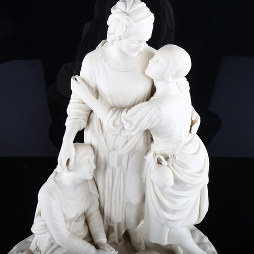 1057 - 19th century Parian porcelain group, Naomi and her daughters-in-law, no factory marks, height 33cm, ... 