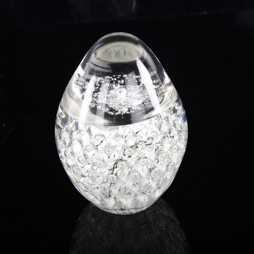 1111 - Swedish Ronneby bubble glass paperweight, signed, height 9cm