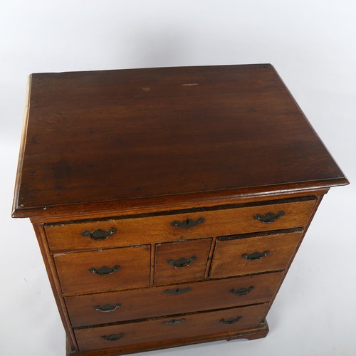 1084 - A small 18th century oak chest of drawers, width 73cm, depth 51cm, height 86cm