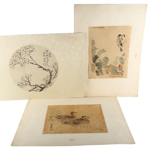 1144 - A set of 4 Chinese watercolours with text inscriptions, image size 20cm x 26cm, unframed