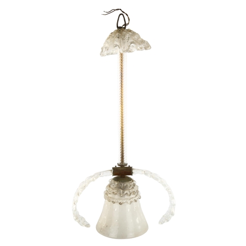 1146 - A Venetian glass pendant light fitting with moulded leaf mounts, height excluding loop 57cm