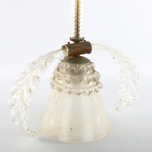 1146 - A Venetian glass pendant light fitting with moulded leaf mounts, height excluding loop 57cm