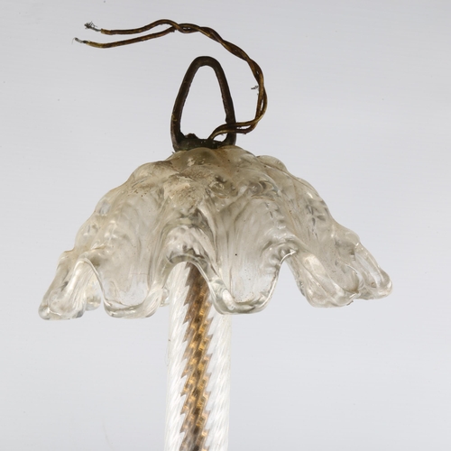 1146 - A Venetian glass pendant light fitting with moulded leaf mounts, height excluding loop 57cm