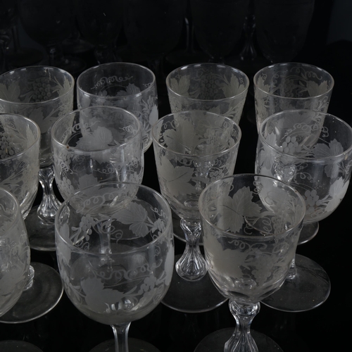 1157 - A group of 19th century cordial glasses, with etched grapevine designs (17)