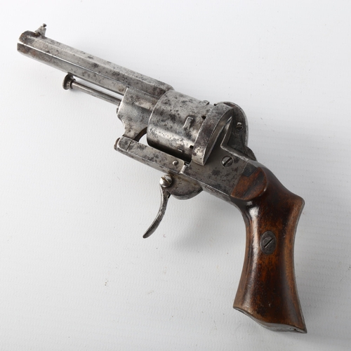 1159 - A 19th century French pinfire revolver, by Lefaiche of Paris, barrel length 9cm