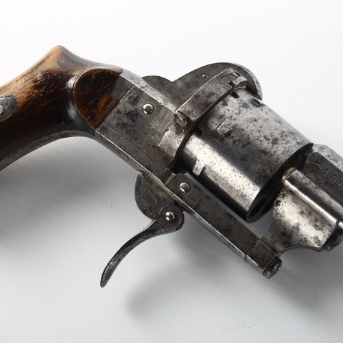 1159 - A 19th century French pinfire revolver, by Lefaiche of Paris, barrel length 9cm