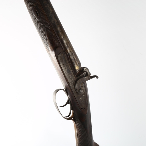 1161 - A 19th century double-barrel percussion sporting rifle, by Moore, with engraved lock