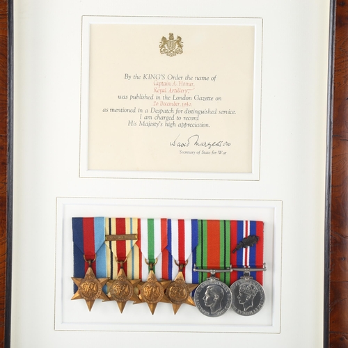 1163 - A group of 6 Second World War medals, awarded to Captain A Homer Royal Artillery, together with Ment... 