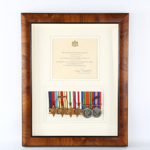 1163 - A group of 6 Second World War medals, awarded to Captain A Homer Royal Artillery, together with Ment... 