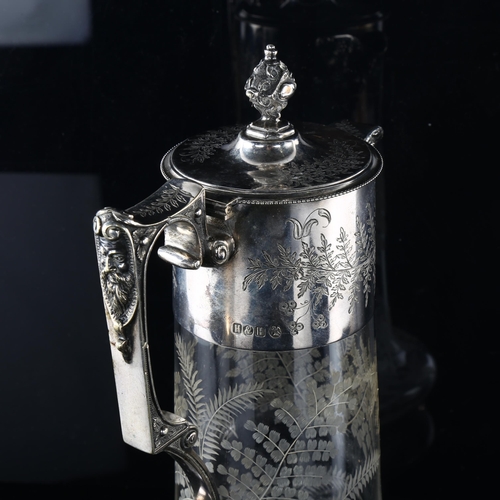 1171 - A Victorian glass and electroplate Claret jug, by Hukin & Heath, height 27cm