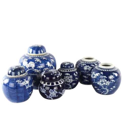 1200 - 6 various Chinese blue and white porcelain ginger jars, largest height 21cm