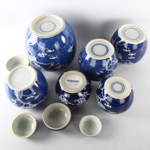 1200 - 6 various Chinese blue and white porcelain ginger jars, largest height 21cm