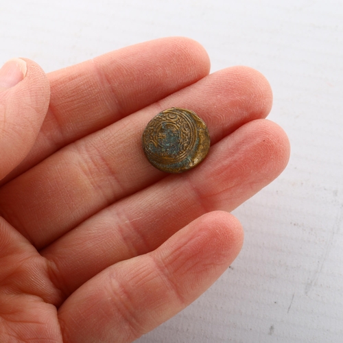 1213 - An ancient Greek bronze coin, helmet and shield, Alexander the Great, 325-310 B.C.