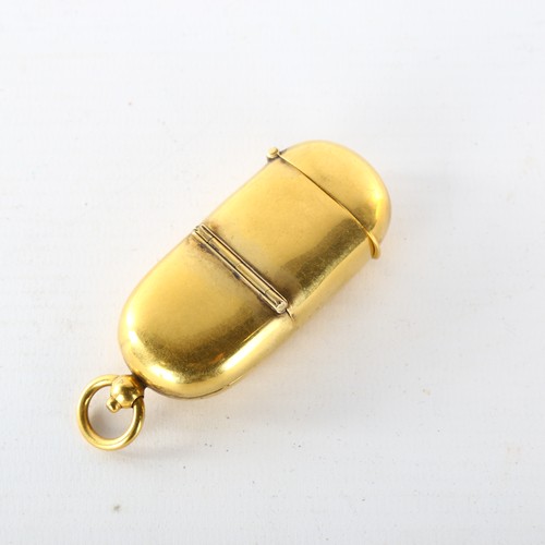 1151 - A Victorian gold plated combination sovereign/Vesta case, length excluding loop 6cm