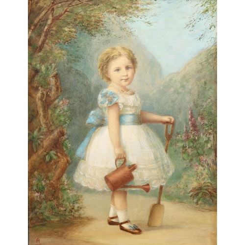 1503 - Edith Martineau (1842 - 1909), watercolour, the young gardener, signed with monogram, dated 1875, 48... 