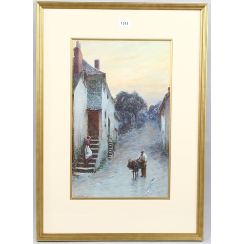 1511 - John White RI (1851 - 1933), watercolour, fishermen St Mawes Cornwall, signed, 46cm x 29cm, framed