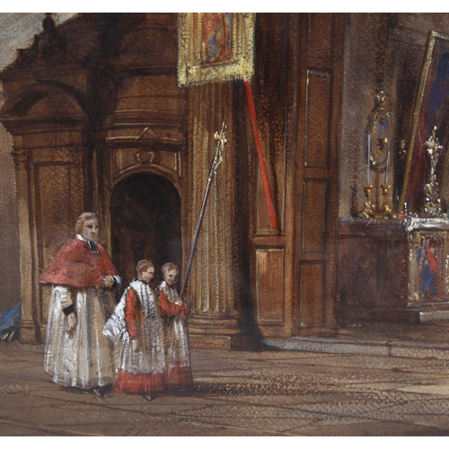 1512 - Joseph Nash (1808 - 1878), watercolour, cathedral interior scene, 52cm x 63cm, framed