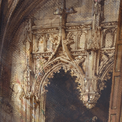 1512 - Joseph Nash (1808 - 1878), watercolour, cathedral interior scene, 52cm x 63cm, framed