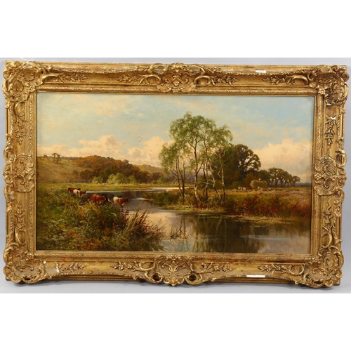 1517 - Henry H Parker (1858 - 1930), oil on canvas, near Goring on the Thames, signed, 41cm x 69cm, framed,... 