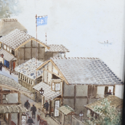 1519 - E Cato, watercolour, Japanese street scene, signed, 39cm x 29cm, framed